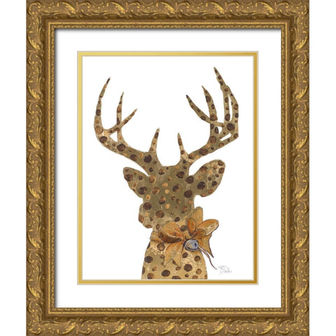 Dotted Deer Gold Ornate Wood Framed Art Print with Double Matting by Pinto, Patricia