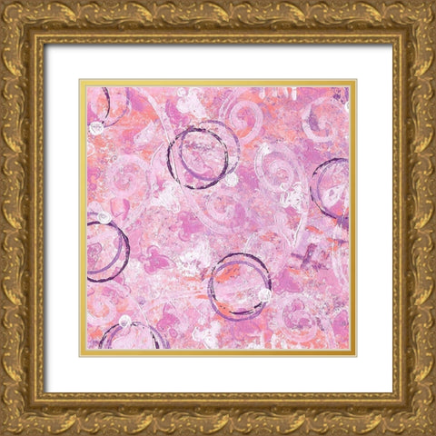 Cotton Candy Swirls Gold Ornate Wood Framed Art Print with Double Matting by Mosher, Deidre