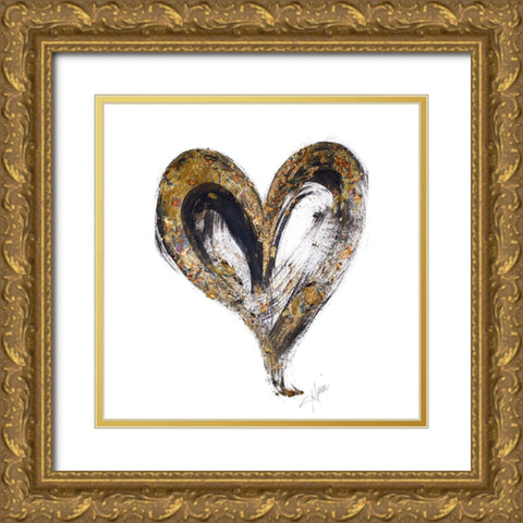 Heart Noir Strokes Gold Ornate Wood Framed Art Print with Double Matting by Ritter, Gina