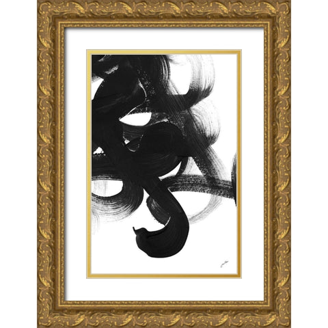 Noir Strokes I Gold Ornate Wood Framed Art Print with Double Matting by Ritter, Gina