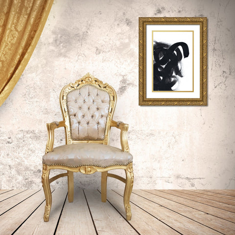 Noir Strokes III Gold Ornate Wood Framed Art Print with Double Matting by Ritter, Gina