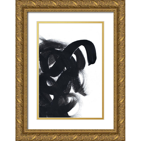 Noir Strokes III Gold Ornate Wood Framed Art Print with Double Matting by Ritter, Gina