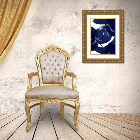 Indigo Swirl Gold Ornate Wood Framed Art Print with Double Matting by Ritter, Gina
