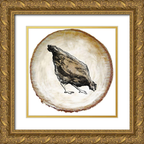 Barnyard Coop Circle II Gold Ornate Wood Framed Art Print with Double Matting by Diannart