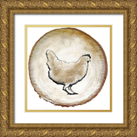 Barnyard Coop Circle IV Gold Ornate Wood Framed Art Print with Double Matting by Diannart