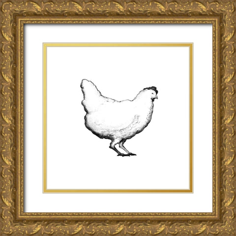 Barnyard Coop II Gold Ornate Wood Framed Art Print with Double Matting by Diannart