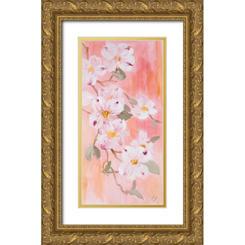 Simply Dogwood I Gold Ornate Wood Framed Art Print with Double Matting by Loreth, Lanie