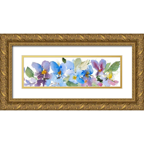 Watercolor Flowers Panel I Gold Ornate Wood Framed Art Print with Double Matting by Loreth, Lanie