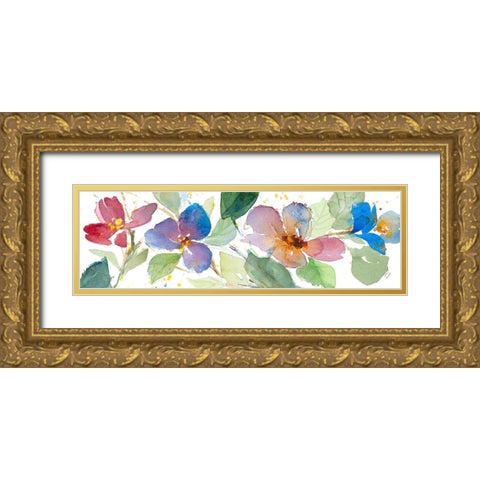 Watercolor Flowers Panel II Gold Ornate Wood Framed Art Print with Double Matting by Loreth, Lanie