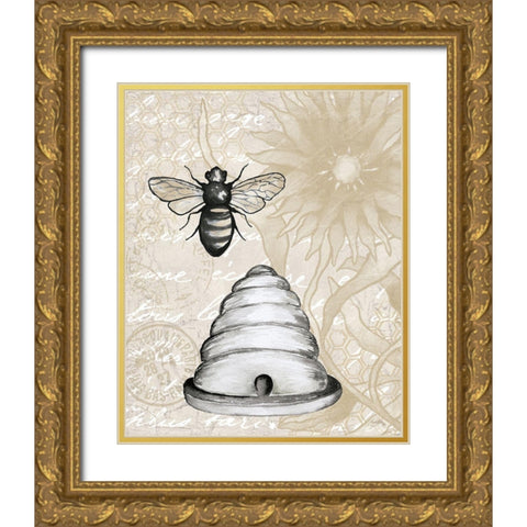 Bee Hives I Gold Ornate Wood Framed Art Print with Double Matting by Medley, Elizabeth