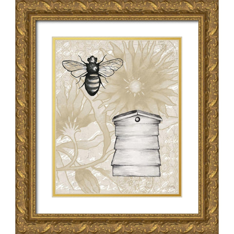 Bee Hives II Gold Ornate Wood Framed Art Print with Double Matting by Medley, Elizabeth