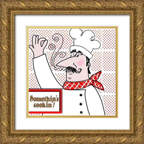 Bon Appetit Chef II Gold Ornate Wood Framed Art Print with Double Matting by Mosher, Deidre