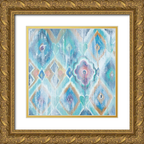 New Ikat I Gold Ornate Wood Framed Art Print with Double Matting by Pinto, Patricia