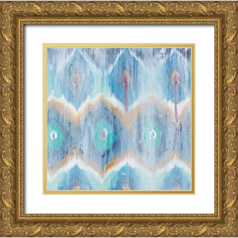 New Ikat II Gold Ornate Wood Framed Art Print with Double Matting by Pinto, Patricia