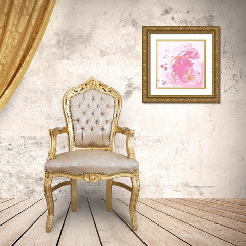 Pop Of Pink Gold Ornate Wood Framed Art Print with Double Matting by Pinto, Patricia