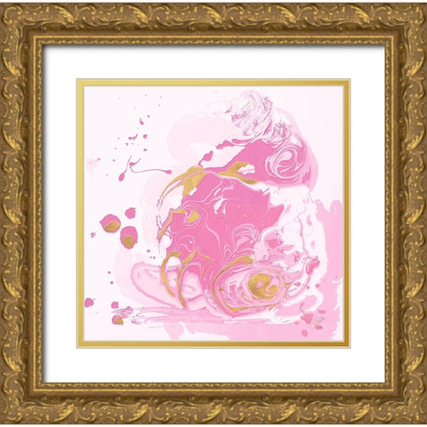 Pop Of Pink Gold Ornate Wood Framed Art Print with Double Matting by Pinto, Patricia