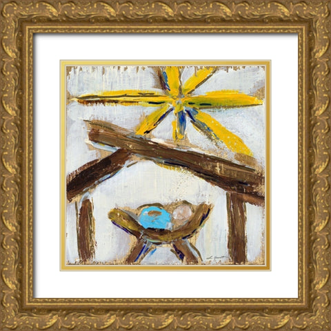 Manger Gold Ornate Wood Framed Art Print with Double Matting by Hewitt, L.