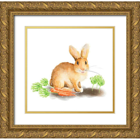 Spring Bunny III Gold Ornate Wood Framed Art Print with Double Matting by Metz, Andi