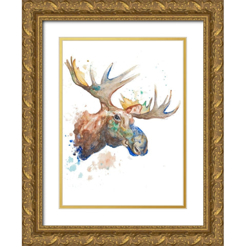 Moose Gold Ornate Wood Framed Art Print with Double Matting by Pinto, Patricia
