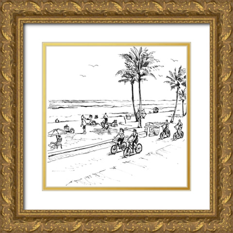 Boardwalk Scene I Gold Ornate Wood Framed Art Print with Double Matting by Loreth, Lanie