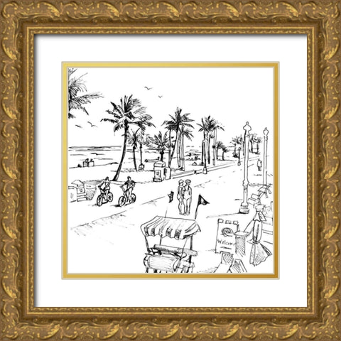 Boardwalk Scene II Gold Ornate Wood Framed Art Print with Double Matting by Loreth, Lanie