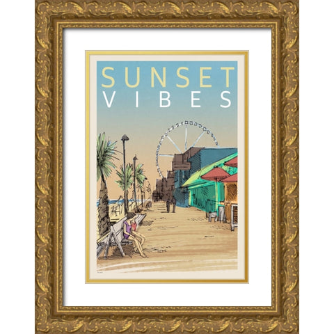 Sunset Vibes Gold Ornate Wood Framed Art Print with Double Matting by Loreth, Lanie