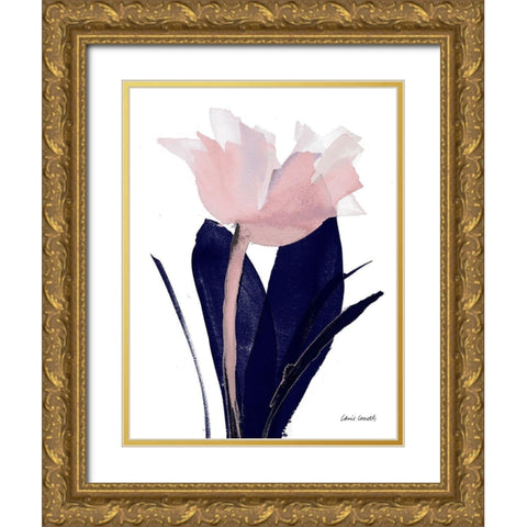 Navy Whisper I Gold Ornate Wood Framed Art Print with Double Matting by Loreth, Lanie