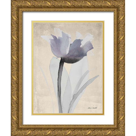 Single Purple Whisper Gold Ornate Wood Framed Art Print with Double Matting by Loreth, Lanie