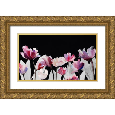 Triple Whisper Panel on Black Gold Ornate Wood Framed Art Print with Double Matting by Loreth, Lanie