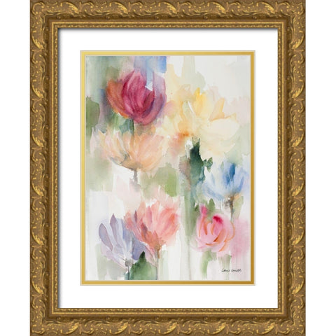 Gardening in the Rain Gold Ornate Wood Framed Art Print with Double Matting by Loreth, Lanie