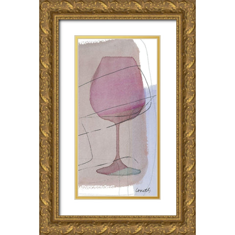 Glass Of Wine II Gold Ornate Wood Framed Art Print with Double Matting by Loreth, Lanie