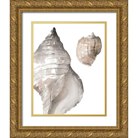 Tonal Shell I Gold Ornate Wood Framed Art Print with Double Matting by Loreth, Lanie