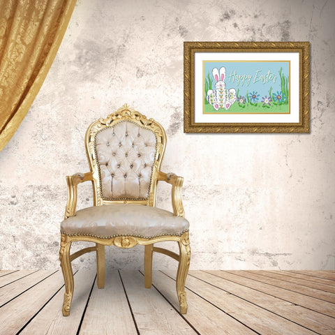 Happy Easter (rectangle) Gold Ornate Wood Framed Art Print with Double Matting by Mosher, Deidre