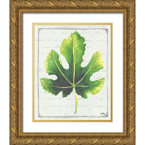 Emerald Leaf I Gold Ornate Wood Framed Art Print with Double Matting by Medley, Elizabeth