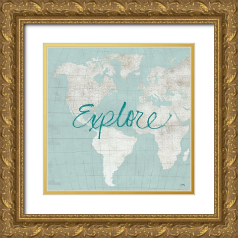 Explore The World Gold Ornate Wood Framed Art Print with Double Matting by Medley, Elizabeth