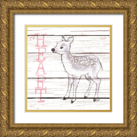 Deer Heart Gold Ornate Wood Framed Art Print with Double Matting by Metz, Andi