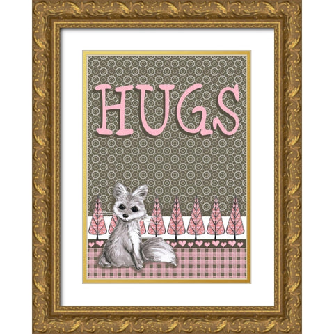 Fox Hugs Gold Ornate Wood Framed Art Print with Double Matting by Metz, Andi
