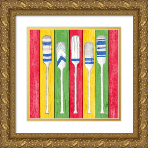 Oars on Tropical Board I Gold Ornate Wood Framed Art Print with Double Matting by Metz, Andi