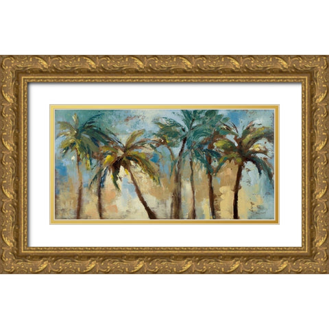 Island Morning Palms Gold Ornate Wood Framed Art Print with Double Matting by Loreth, Lanie