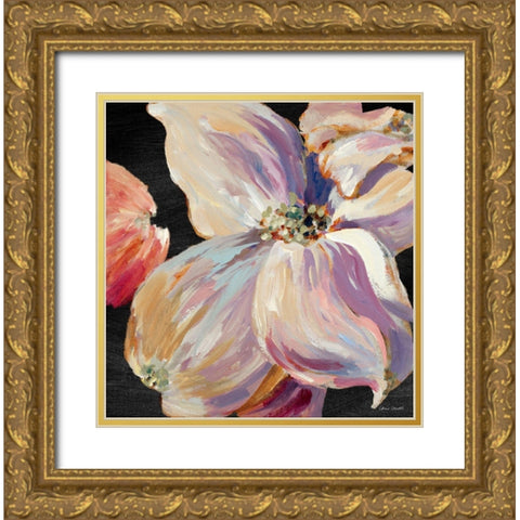 Soft Flower Song on Black II Gold Ornate Wood Framed Art Print with Double Matting by Loreth, Lanie