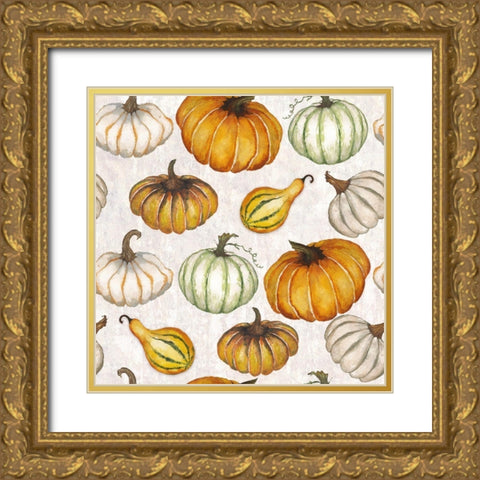 Pumpkin Pattern Gold Ornate Wood Framed Art Print with Double Matting by Medley, Elizabeth