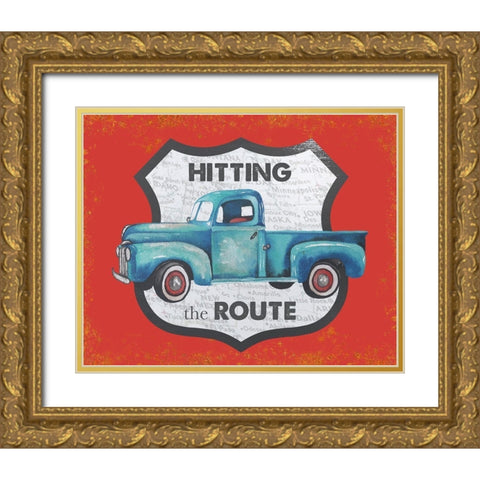 Hitting the Route in Red Gold Ornate Wood Framed Art Print with Double Matting by Medley, Elizabeth