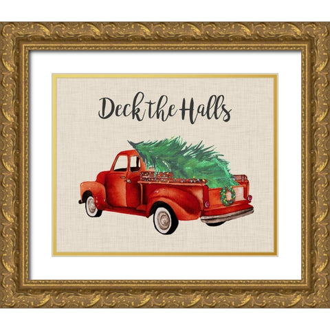 Deck The Halls Gold Ornate Wood Framed Art Print with Double Matting by Medley, Elizabeth