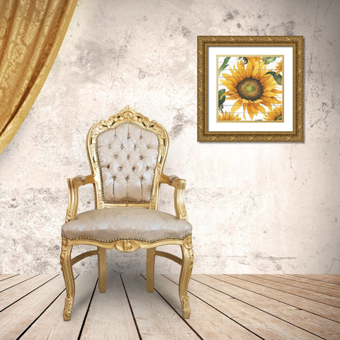 Happy Sunflower I Gold Ornate Wood Framed Art Print with Double Matting by Medley, Elizabeth