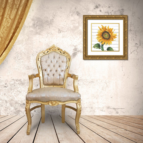 Happy Sunflower II Gold Ornate Wood Framed Art Print with Double Matting by Medley, Elizabeth