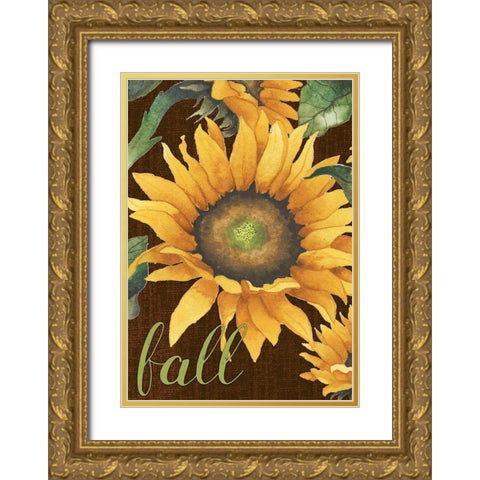 Sunflowers in the Fall Gold Ornate Wood Framed Art Print with Double Matting by Medley, Elizabeth