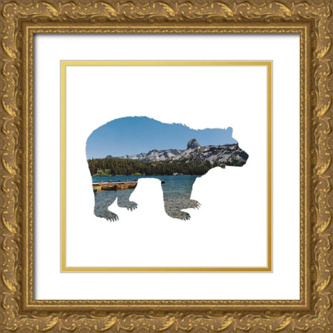 Lake Scenery Bear Gold Ornate Wood Framed Art Print with Double Matting by Stewart, Wil
