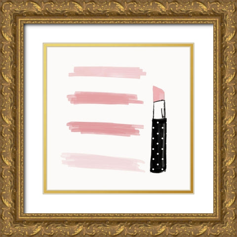 Pink Shades Gold Ornate Wood Framed Art Print with Double Matting by SD Graphics Studio