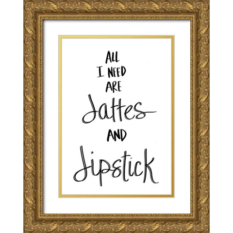 Lattes and Lipstick Gold Ornate Wood Framed Art Print with Double Matting by SD Graphics Studio