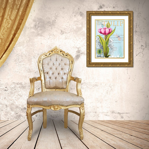 Elegant Tulip I Gold Ornate Wood Framed Art Print with Double Matting by Diannart